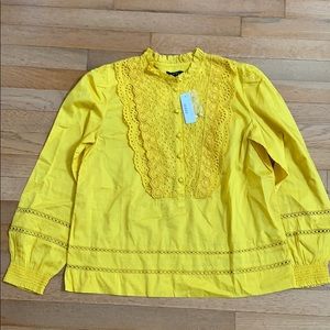 J Crew top eyelet mustard color